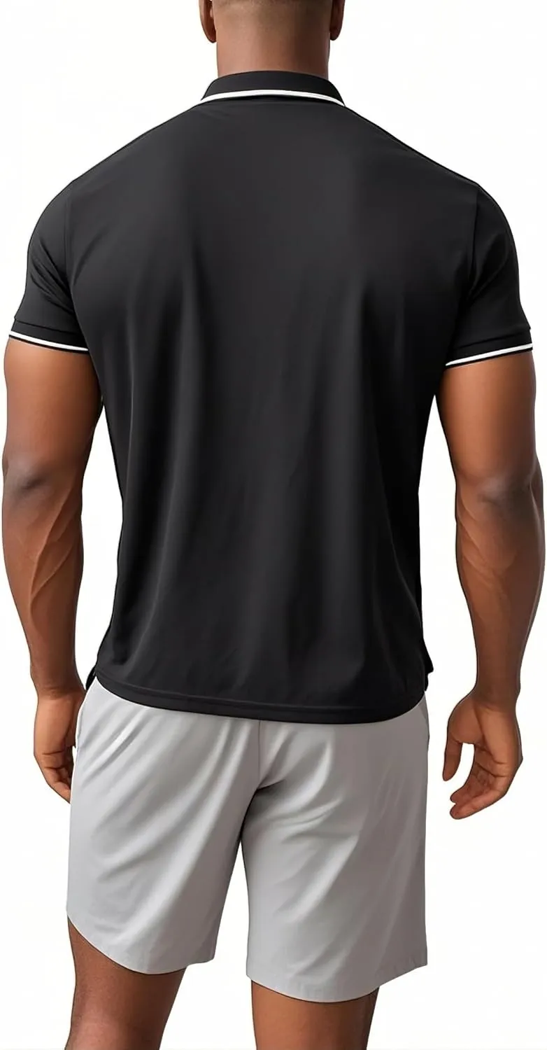 4 Pack Mens Polo Shirts Short Sleeve Moisture Wicking Golf Polo Athletic Collared Shirt Tennis T-Shirt Tops