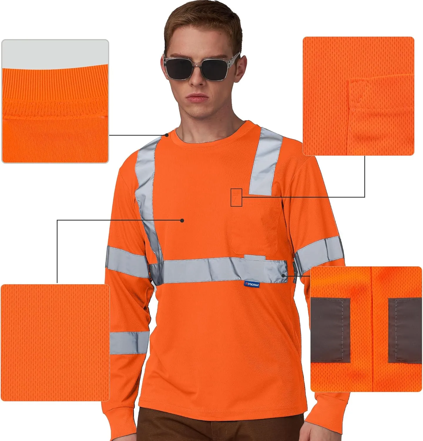 A-SAFETY Safety Shirt,High Visibility Work T Shirt Long Short Sleeve Class 3 (XS-6XL)
