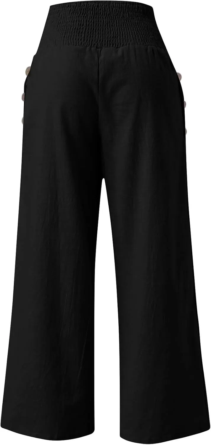 ADHOWBEW High Waisted Linen Pants Women Plus Size Work Casual Stretch Lounge Dressy Cotton Flowy Petite Work Pants