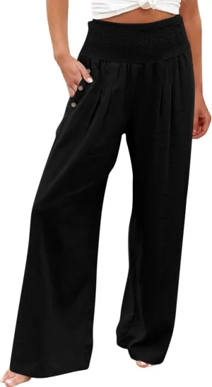 ADHOWBEW High Waisted Linen Pants Women Plus Size Work Casual Stretch Lounge Dressy Cotton Flowy Petite Work Pants