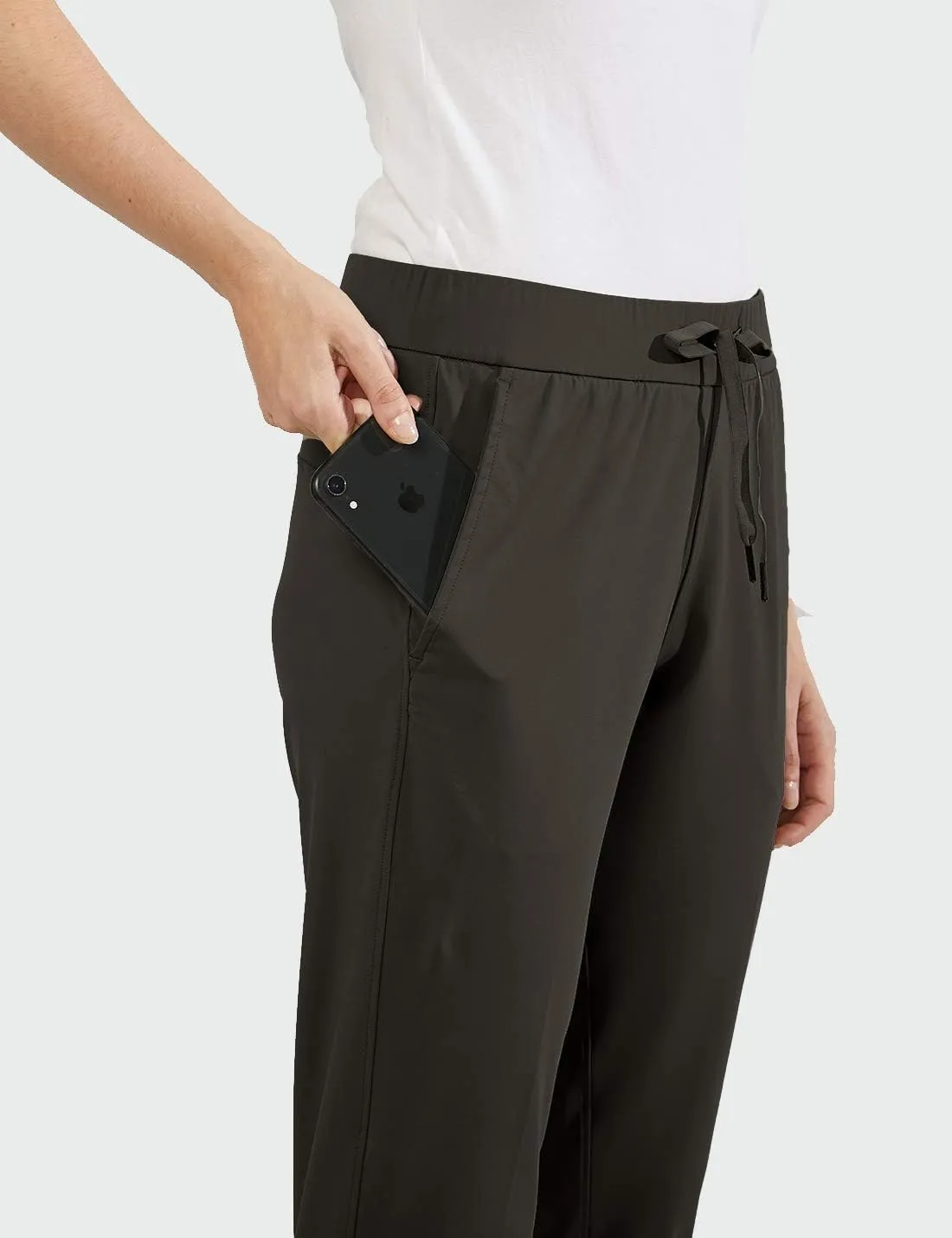AJISAI Petite/Regular Women's 7/8 Joggers Travel Pants with Pockets Lounge Casual Stretch Workout Pants