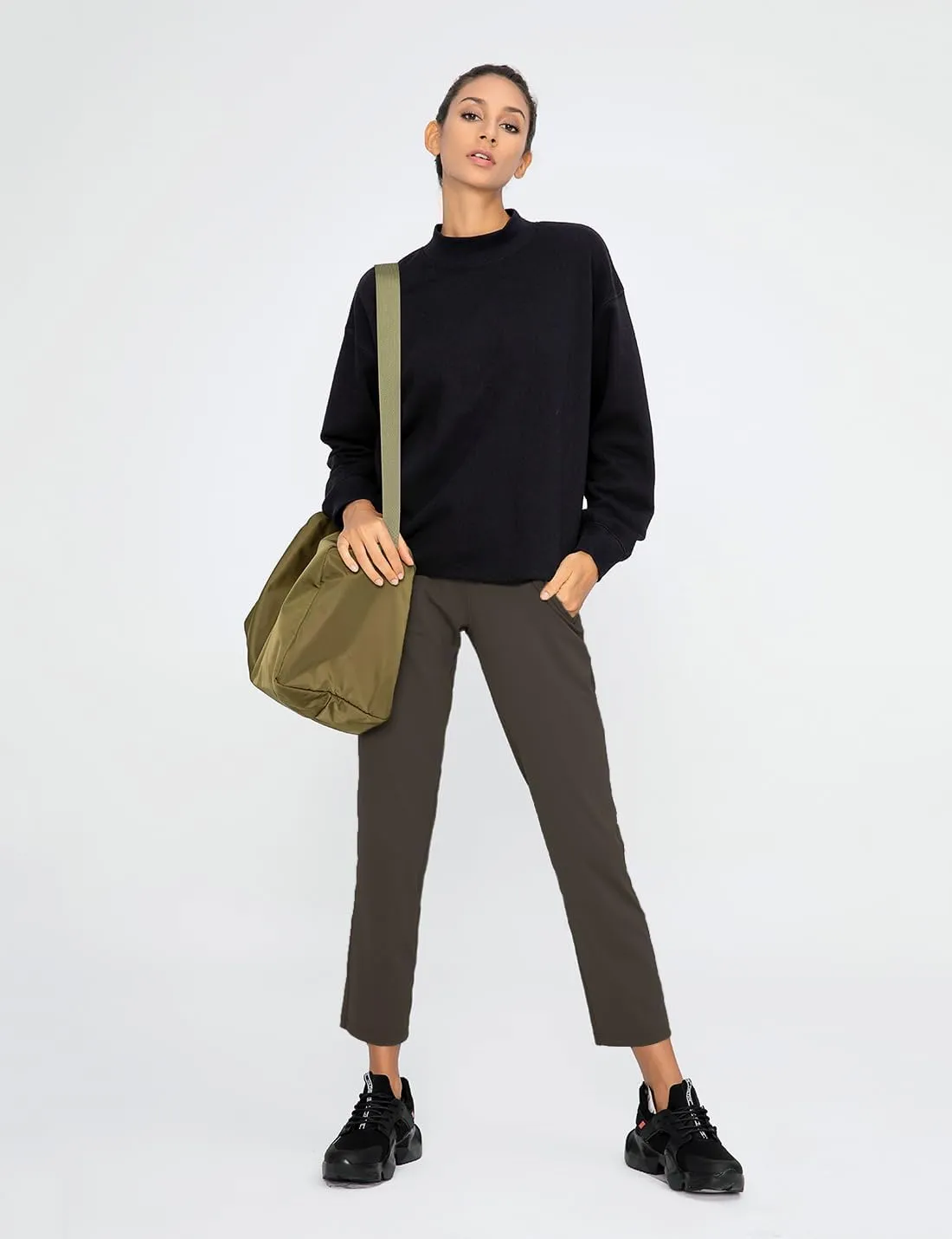 AJISAI Petite/Regular Women's 7/8 Joggers Travel Pants with Pockets Lounge Casual Stretch Workout Pants