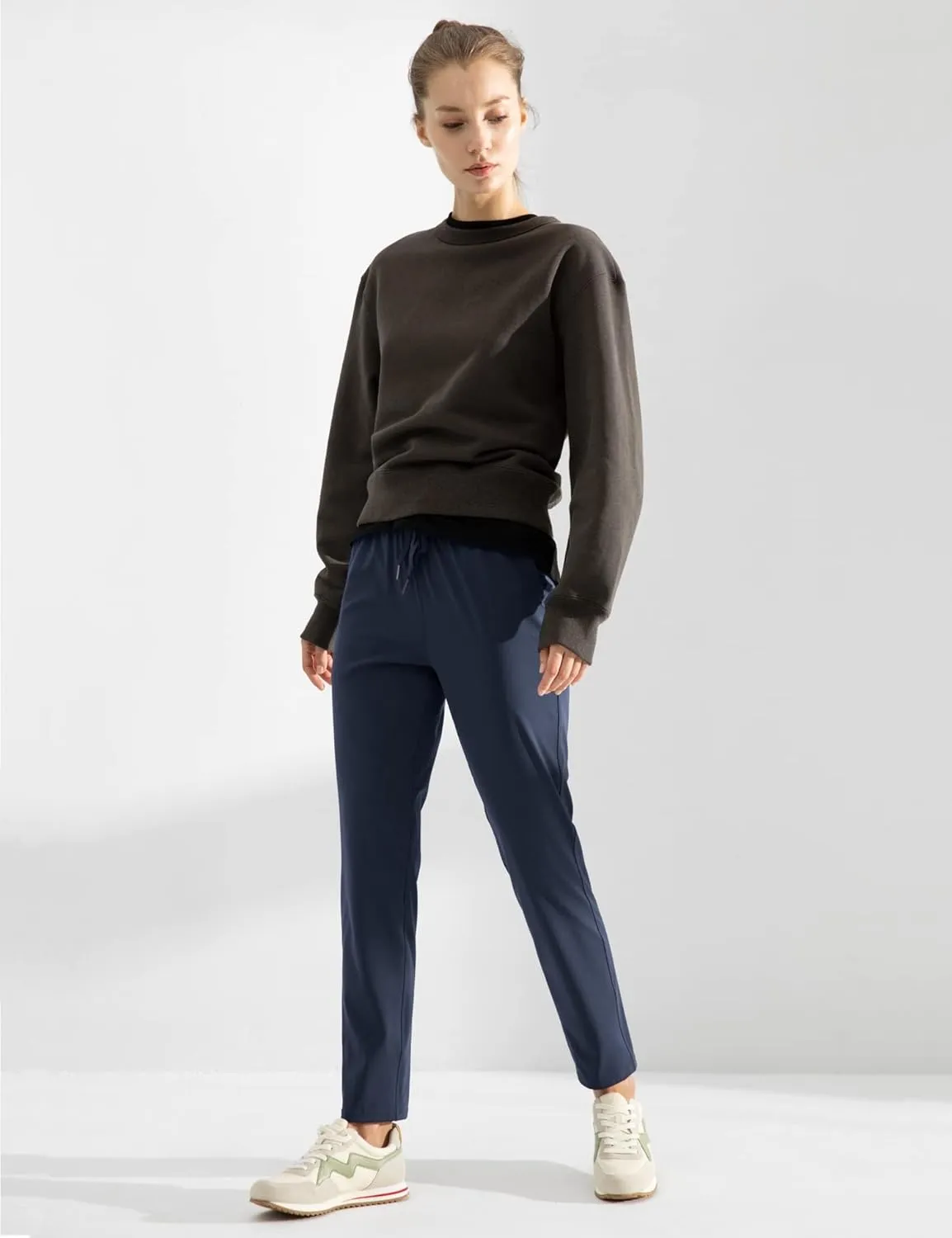 AJISAI Petite/Regular Women's 7/8 Joggers Travel Pants with Pockets Lounge Casual Stretch Workout Pants