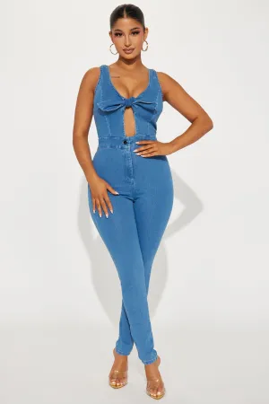 Always Be Yourself Denim Jumpsuit - Medium Wash