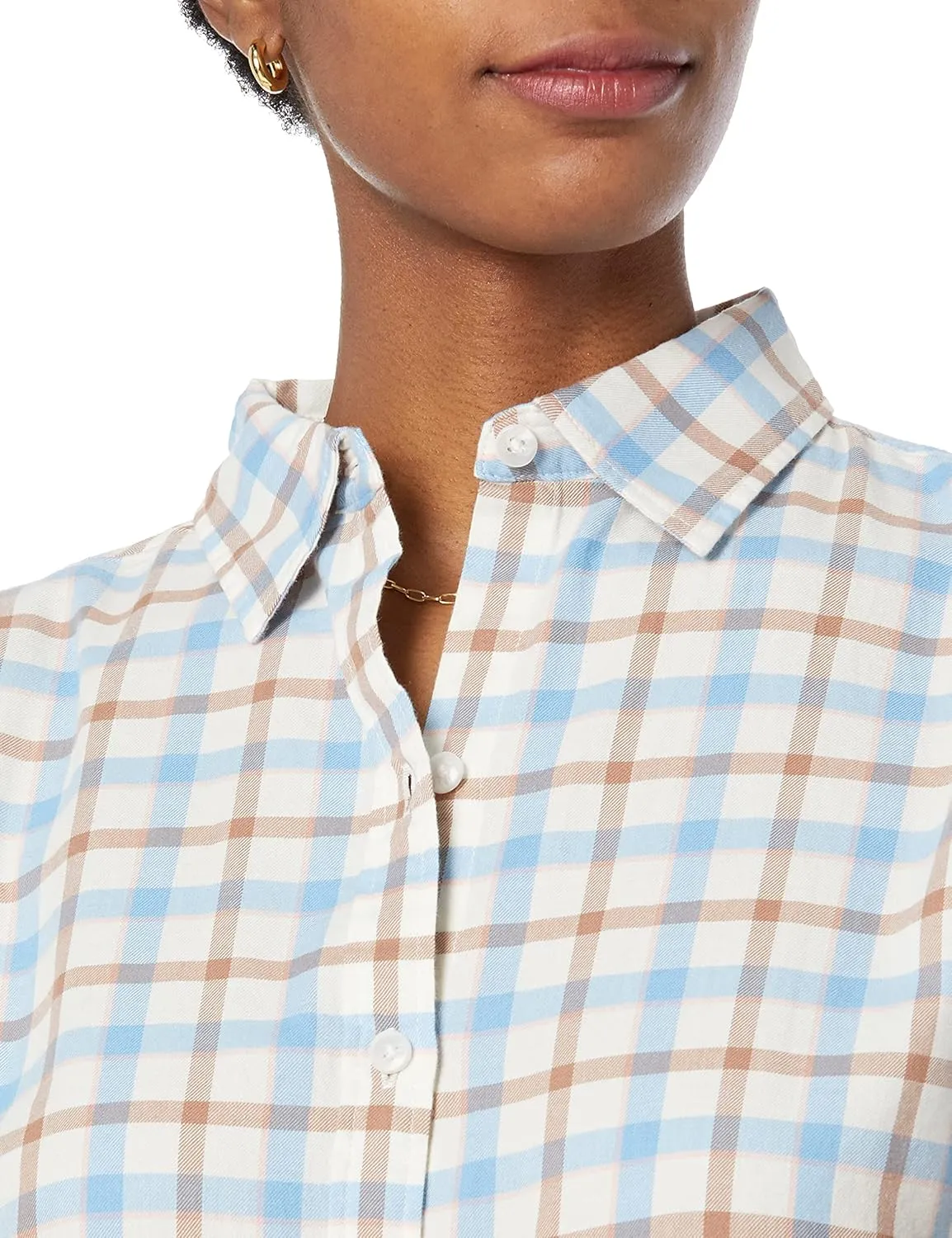 Amazon Essentials Women's Classic-Fit Long-Sleeve Lightweight Plaid Flannel Shirt