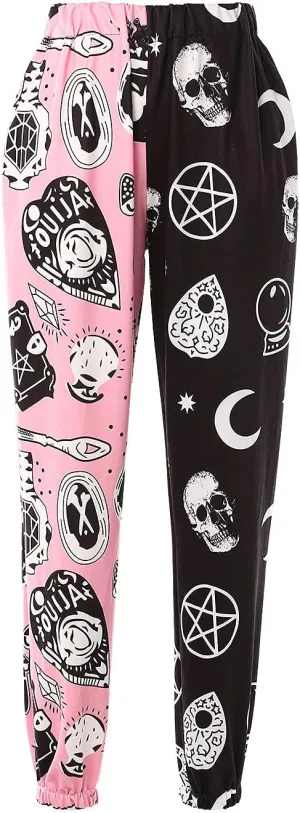 Amuver Women's Boho Hippie Harem Pants High Smocked Waist Printed Patchwork Sweatpants Yoga 90S Goth Baggy Casual Trousers