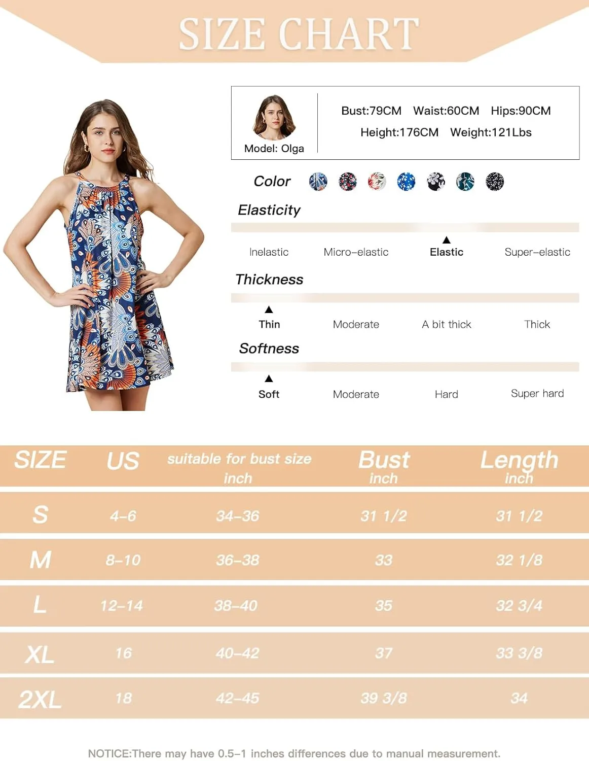 ANYFITTING Summer Dress with Built in Bra Casual Beach Sundress Flowy Halter Mini Short Dresses for Women 2025