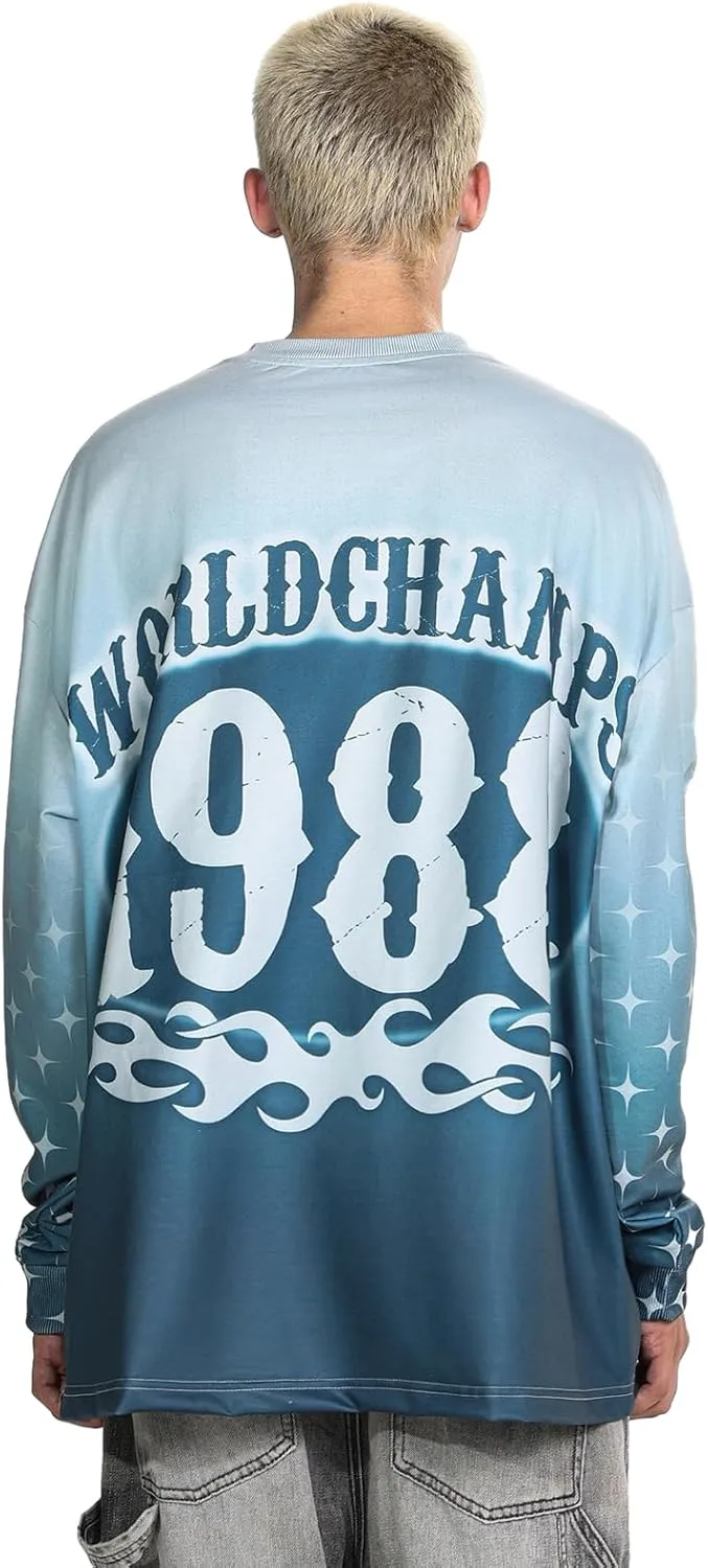 Arnodefrance Unisex Vintage Graphic Printing Long Sleeve Shirt Oversized Tee Shirt Cotton Long Sleeve Shirts