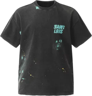 Arnodefrance Unisex Vintage Saint Graphic Printing Tshirt Oversized Streetwear Tee Shirt Cotton Short Sleeve Shirt