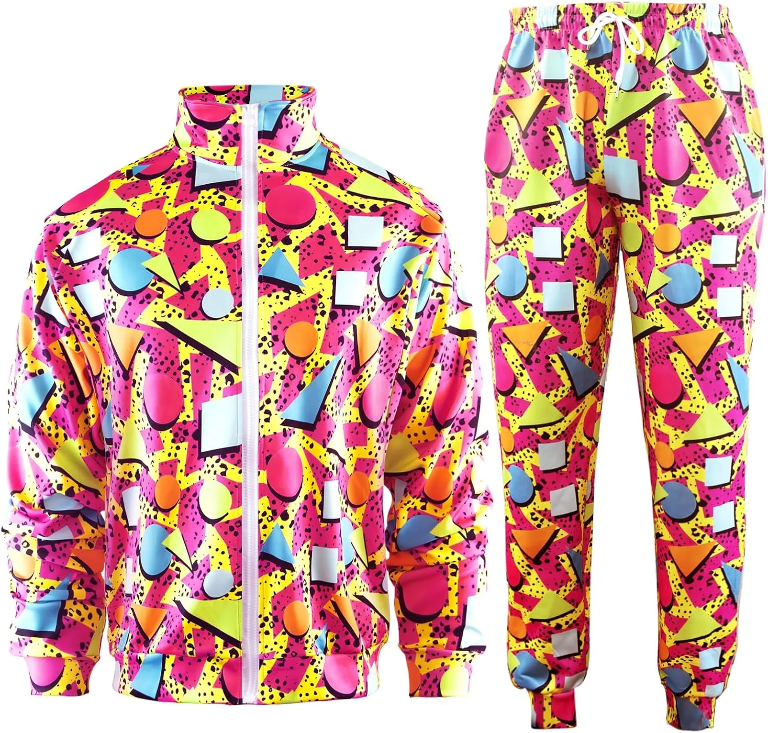 Arssm Retro 80s 90s Outfit Sets for Men Vintage Jacket and Joggers Sweatpants 80s Tracksuit Streetwear