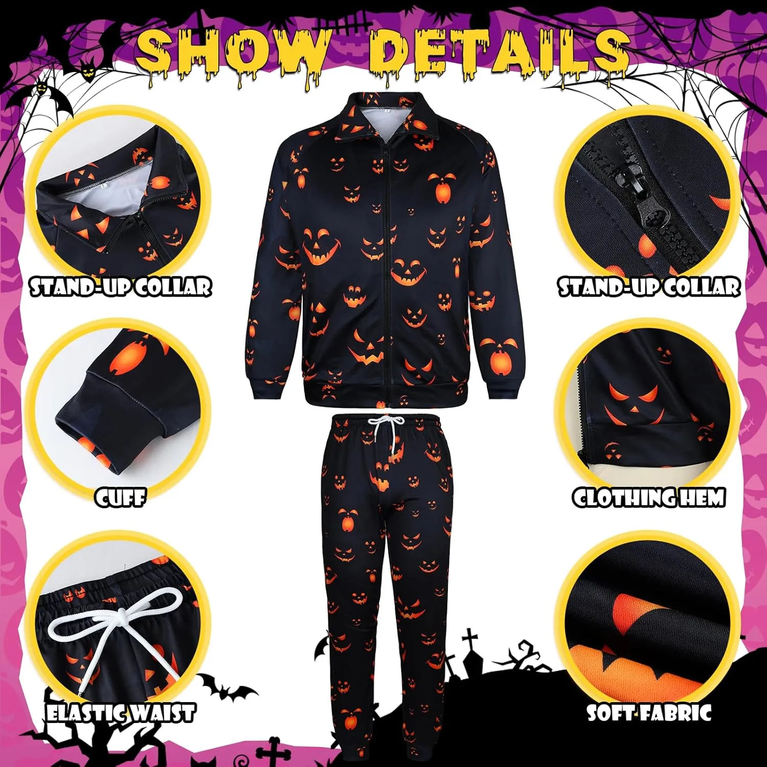 Arssm Retro 80s 90s Outfit Sets for Men Vintage Jacket and Joggers Sweatpants 80s Tracksuit Streetwear