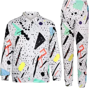 Arssm Retro 80s 90s Outfit Sets for Men Vintage Jacket and Joggers Sweatpants 80s Tracksuit Streetwear