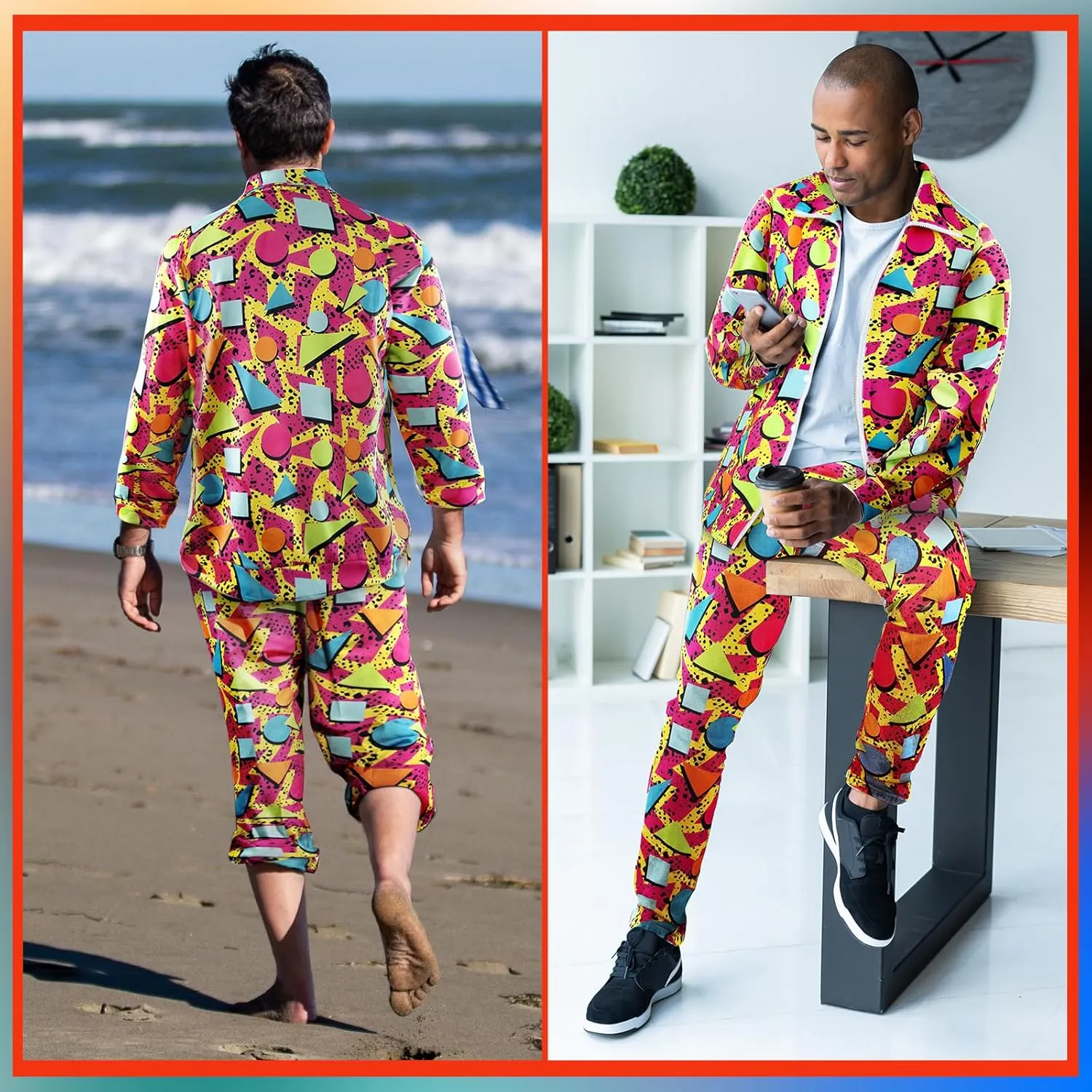 Arssm Retro 80s 90s Outfit Sets for Men Vintage Jacket and Joggers Sweatpants 80s Tracksuit Streetwear