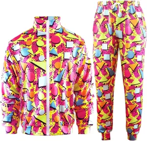 Arssm Retro 80s 90s Outfit Sets for Men Vintage Jacket and Joggers Sweatpants 80s Tracksuit Streetwear