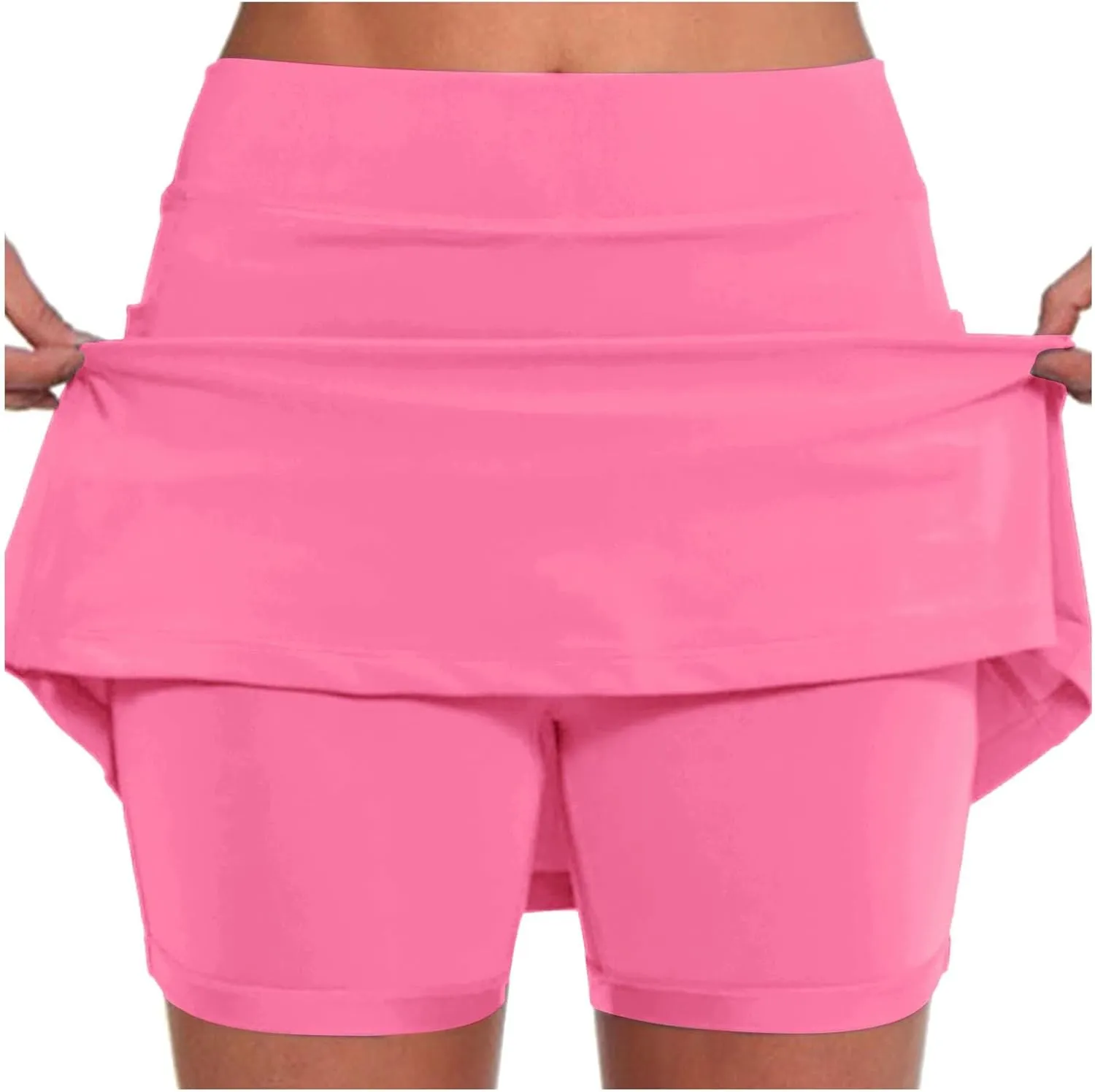 Athletic Skorts for Woman Cute Running Mini Skirt Tummy Control High Waisted Tennis Skirts with Shorts Casual Yoga Skort