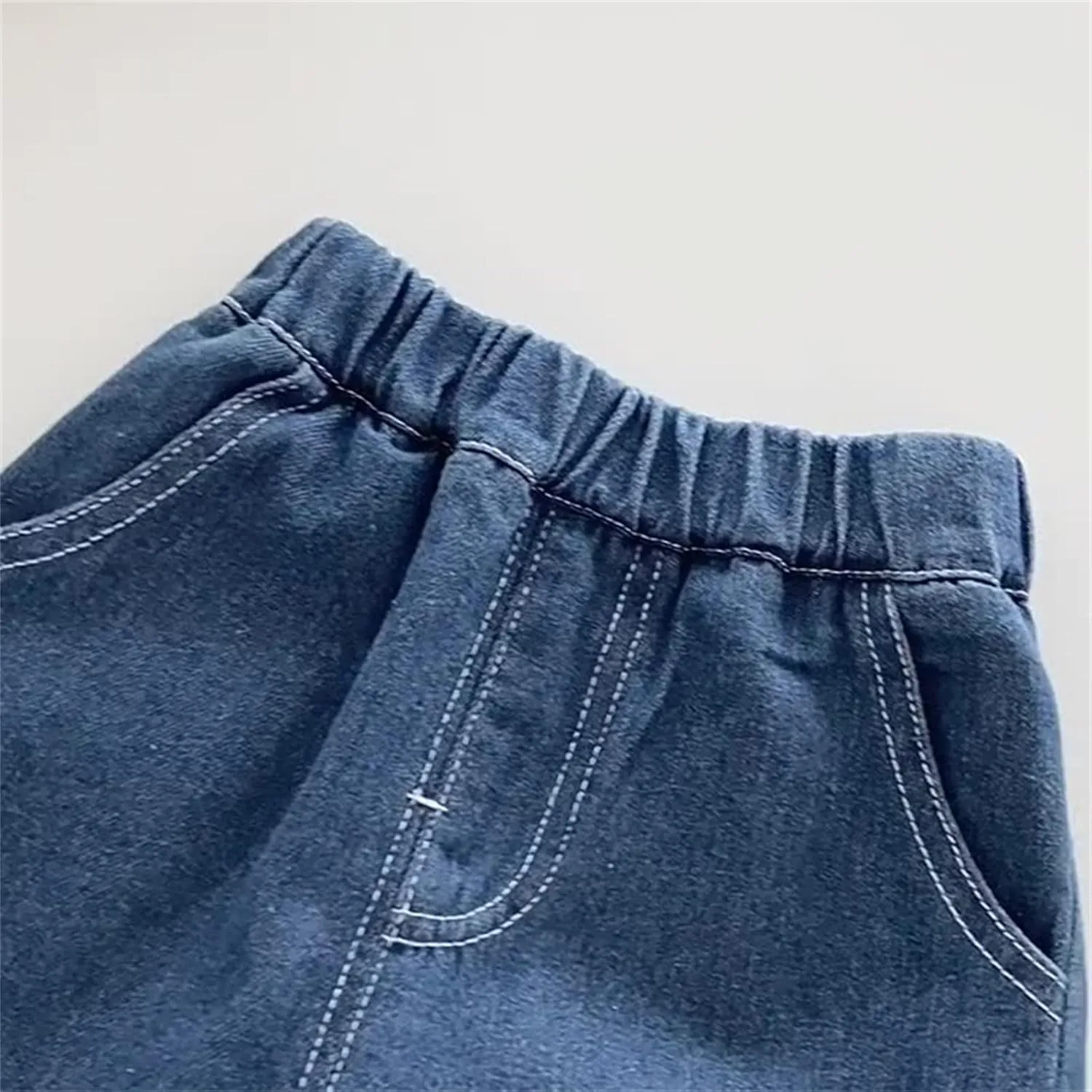 Baby Toddler Wide Leg Jeans Boys Girls High Waist Loose Denim Pants Solid Color Casual Sweatpants Trousers