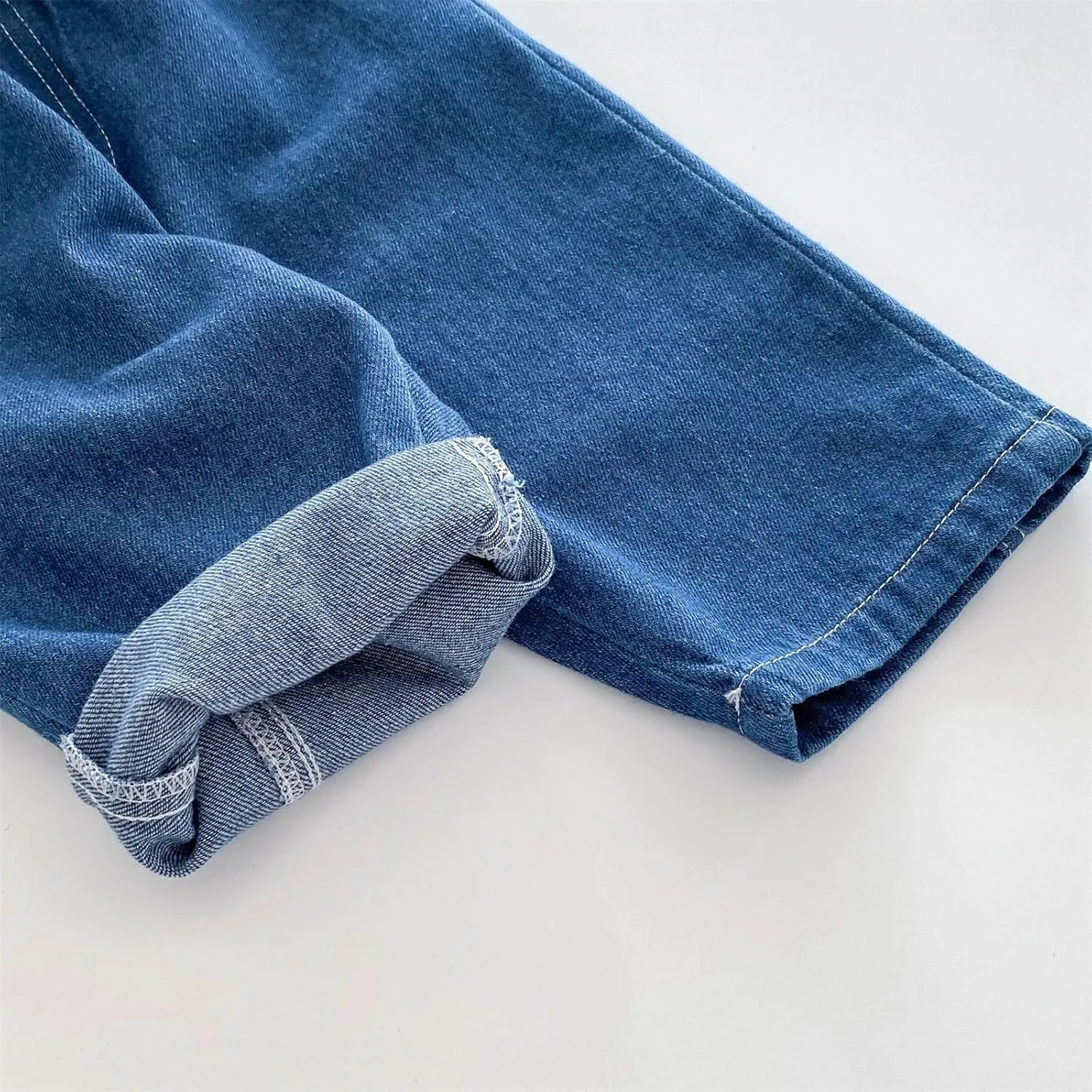Baby Toddler Wide Leg Jeans Boys Girls High Waist Loose Denim Pants Solid Color Casual Sweatpants Trousers