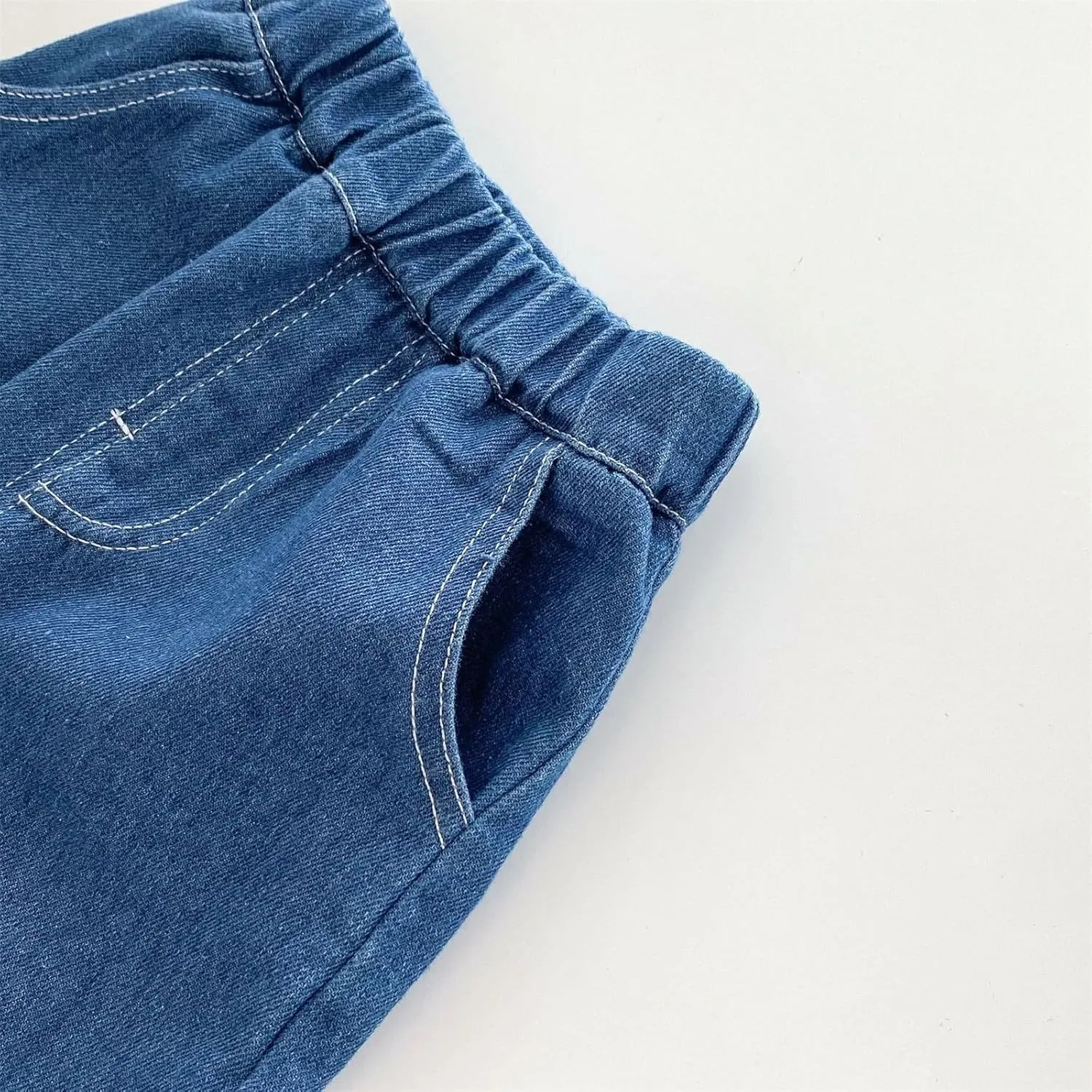Baby Toddler Wide Leg Jeans Boys Girls High Waist Loose Denim Pants Solid Color Casual Sweatpants Trousers
