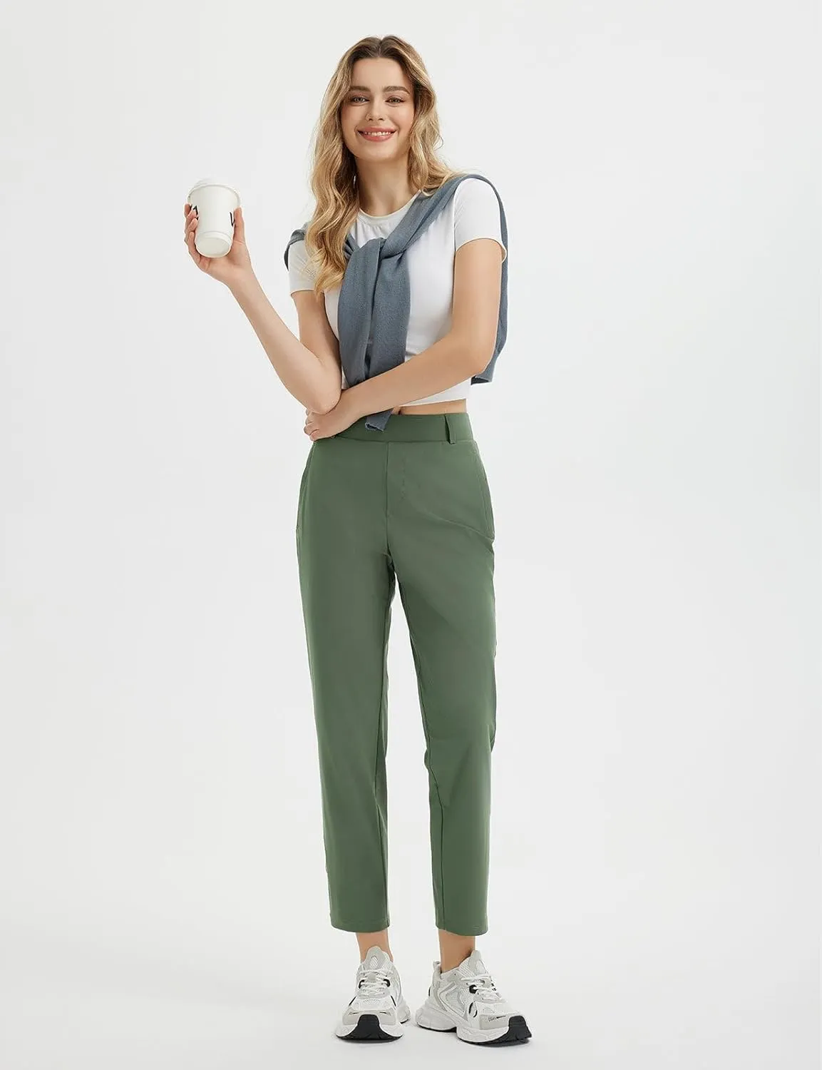 baleaf Women's Golf Pants with Belt Loops Zipper Pockets Stretch Travel Work Bussiness Dressy Casual Slacks UPF 50 