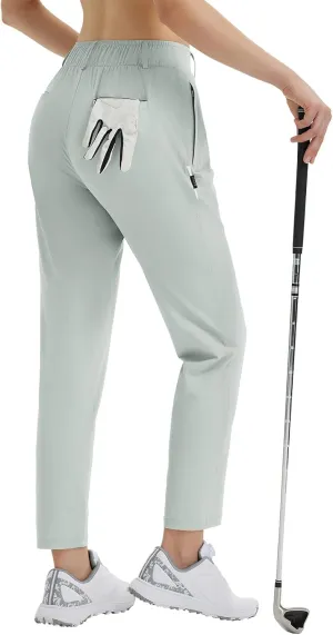 baleaf Women's Golf Pants with Belt Loops Zipper Pockets Stretch Travel Work Bussiness Dressy Casual Slacks UPF 50 