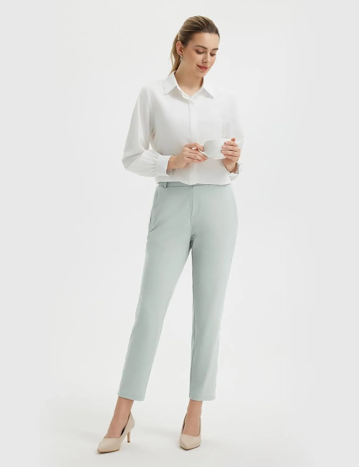 baleaf Women's Golf Pants with Belt Loops Zipper Pockets Stretch Travel Work Bussiness Dressy Casual Slacks UPF 50 
