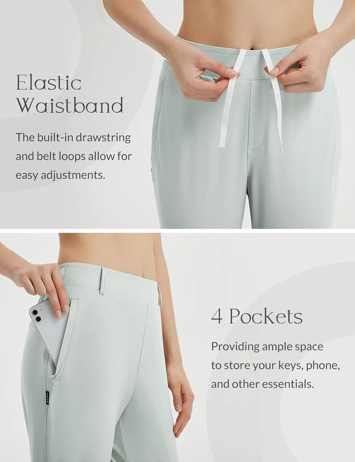 baleaf Women's Golf Pants with Belt Loops Zipper Pockets Stretch Travel Work Bussiness Dressy Casual Slacks UPF 50 
