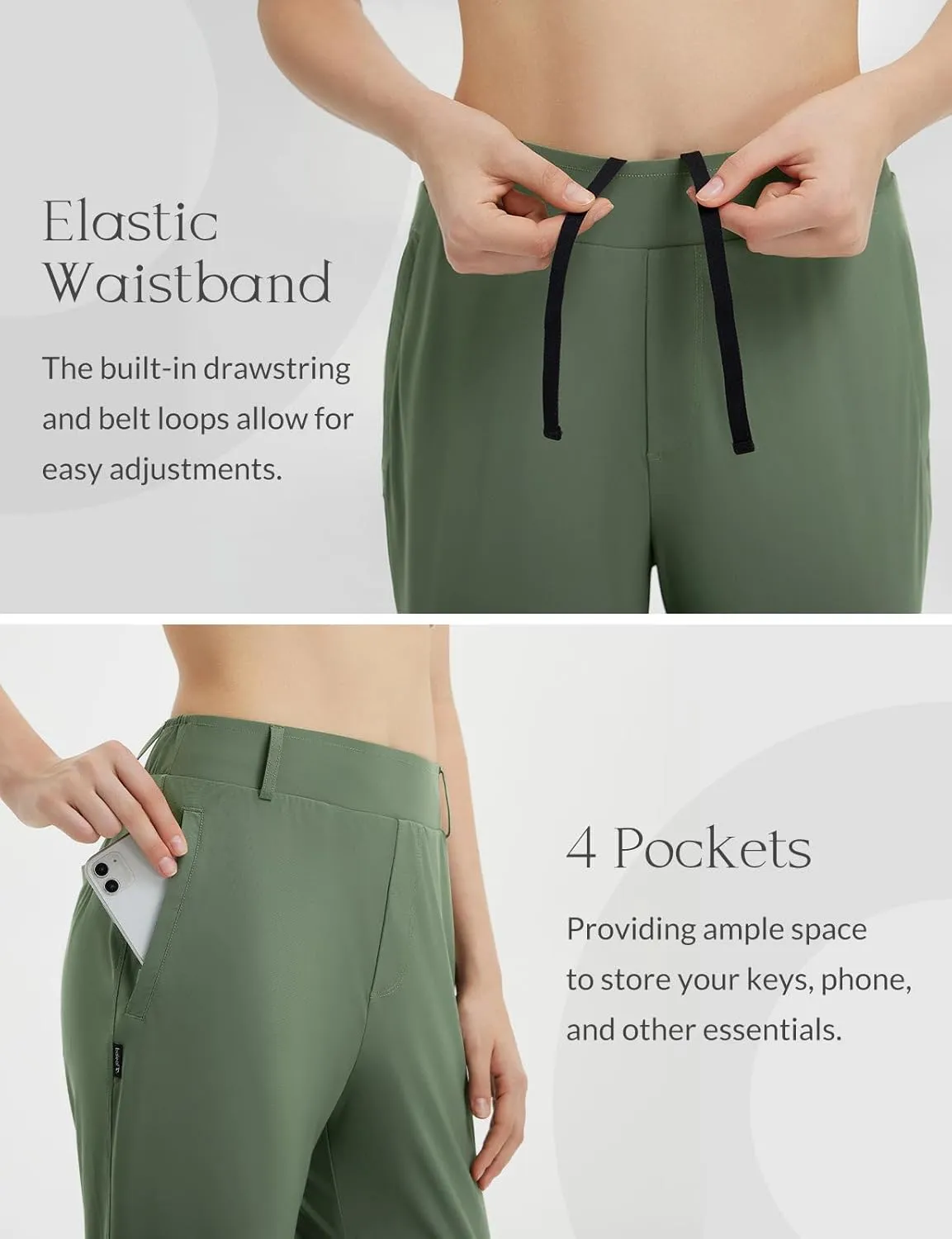 baleaf Women's Golf Pants with Belt Loops Zipper Pockets Stretch Travel Work Bussiness Dressy Casual Slacks UPF 50 