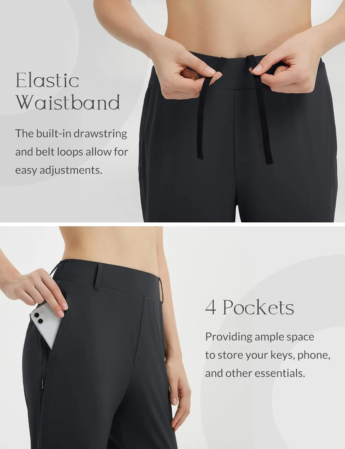 baleaf Women's Golf Pants with Belt Loops Zipper Pockets Stretch Travel Work Bussiness Dressy Casual Slacks UPF 50 