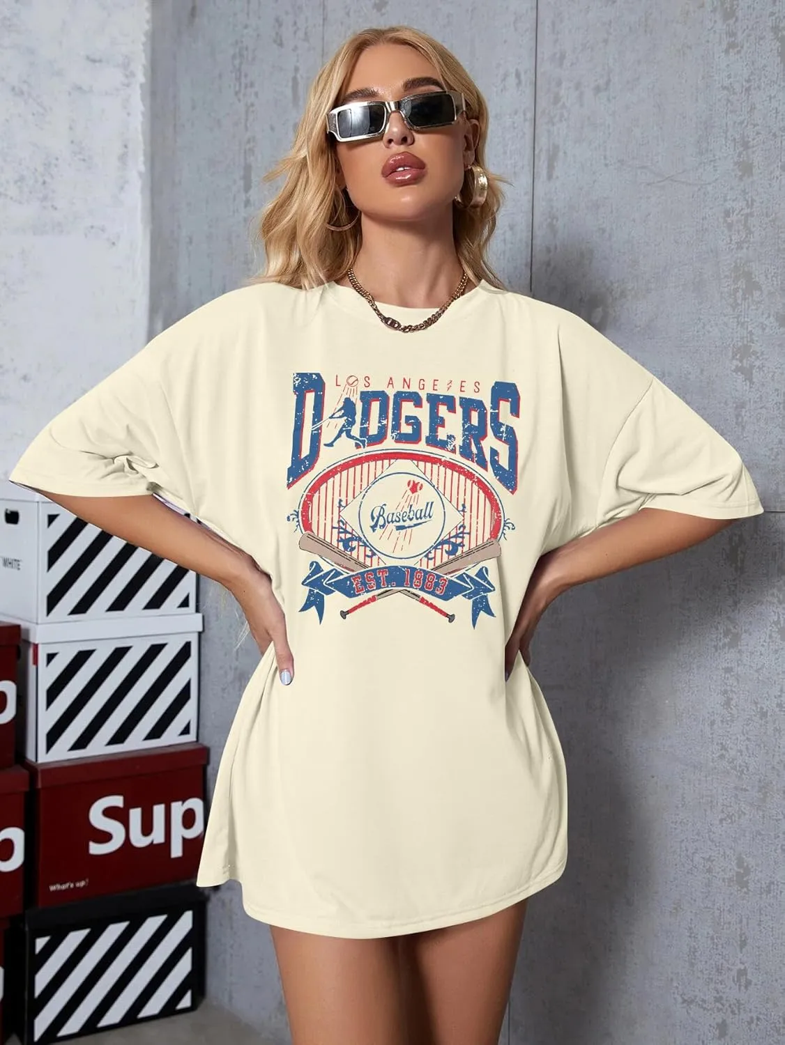 Baseball Shirts for Women Oversized Game Day Baseball Fan Shirt Baseball Mama Casual Short Sleeve Shirt