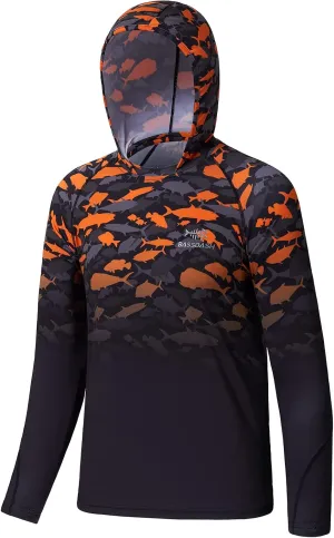 BASSDASH Youth UPF50  Performance T Shirt with Hood Long Sleeve Fishing Hiking Sun Shirt FS03Y