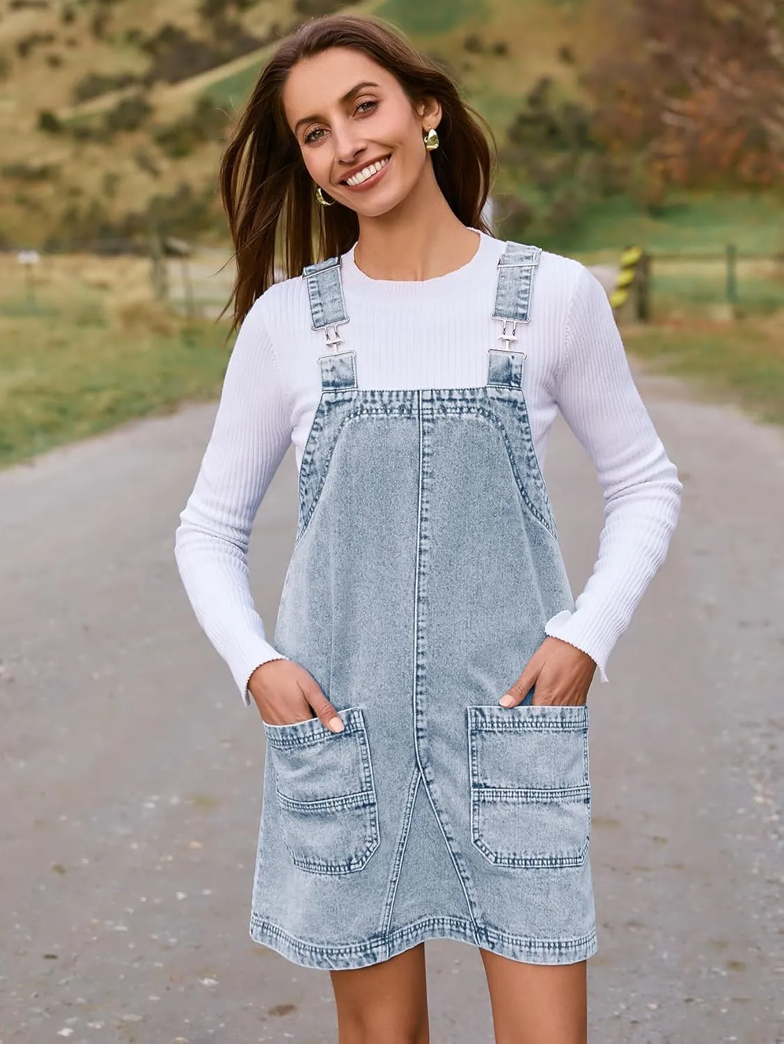 BerryGo Women's Denim Overall Jean Sleeveless Romper 2025 Mini Pinafore Dress Shorts Jumper With Pocket
