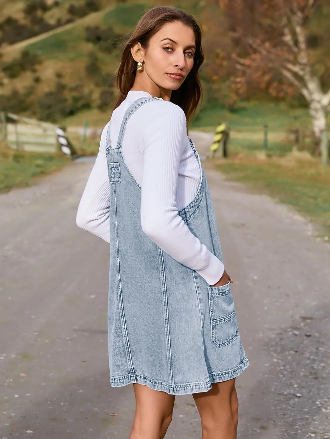 BerryGo Women's Denim Overall Jean Sleeveless Romper 2025 Mini Pinafore Dress Shorts Jumper With Pocket