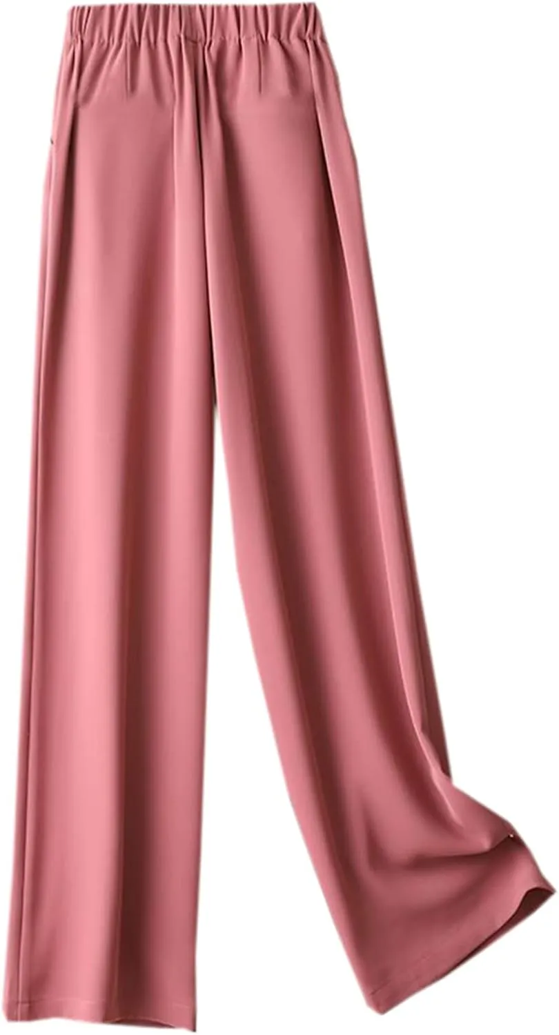 Betusline Women's Vintage Slight Pleats Wide Dress Pants