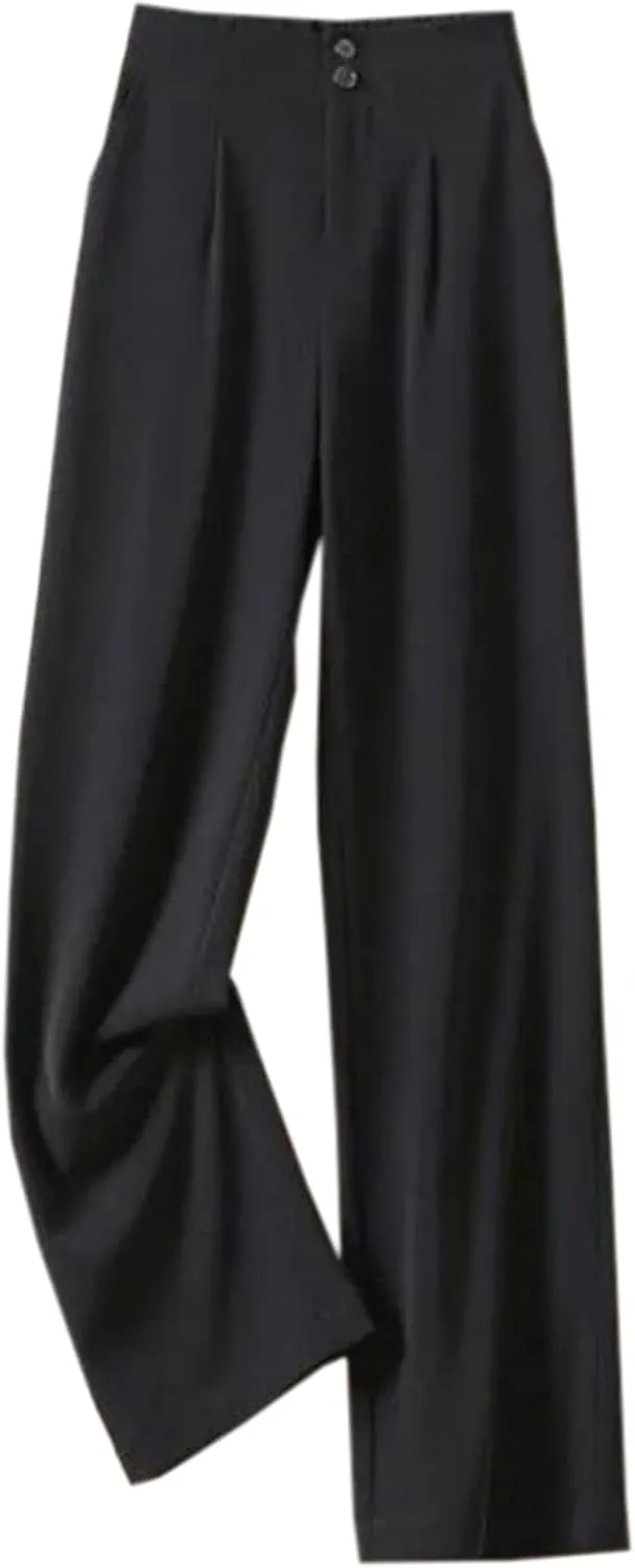 Betusline Women's Vintage Slight Pleats Wide Dress Pants