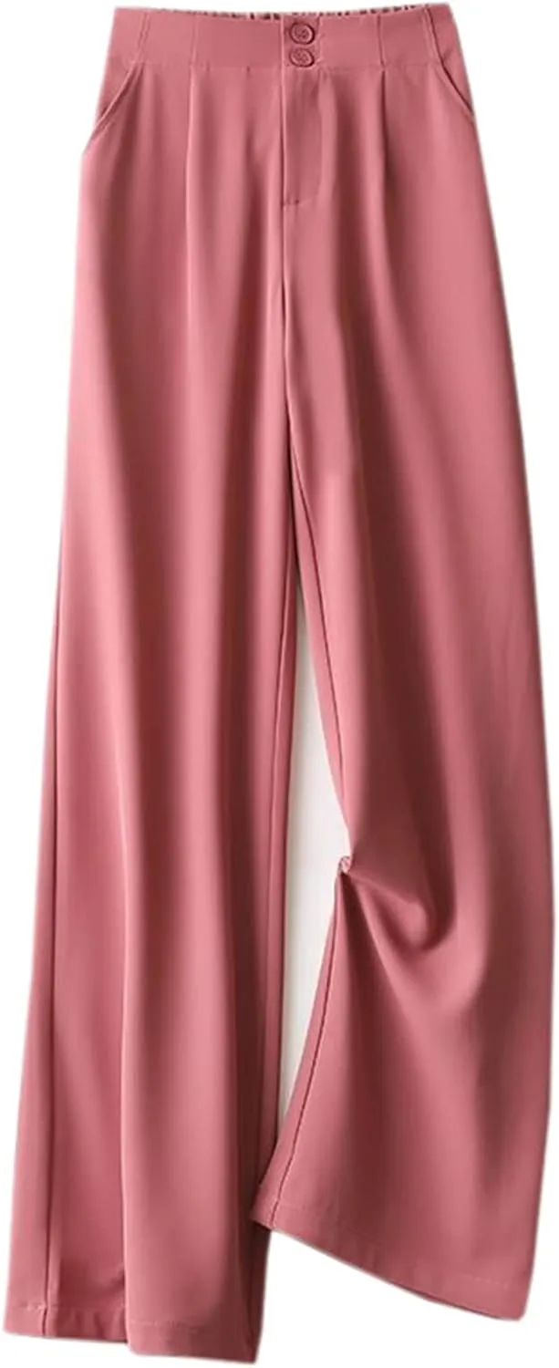 Betusline Women's Vintage Slight Pleats Wide Dress Pants