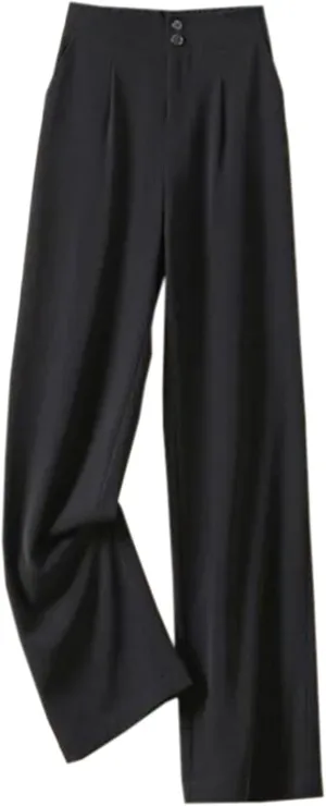 Betusline Women's Vintage Slight Pleats Wide Dress Pants