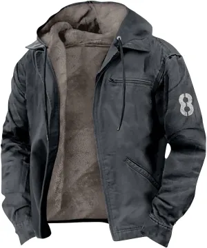 Big And Tall Winter Sherpa Lined Jacket: Jackets For Men Hoodie Mens Heavyweight Fleece Warm Trucker Hoodies Coat