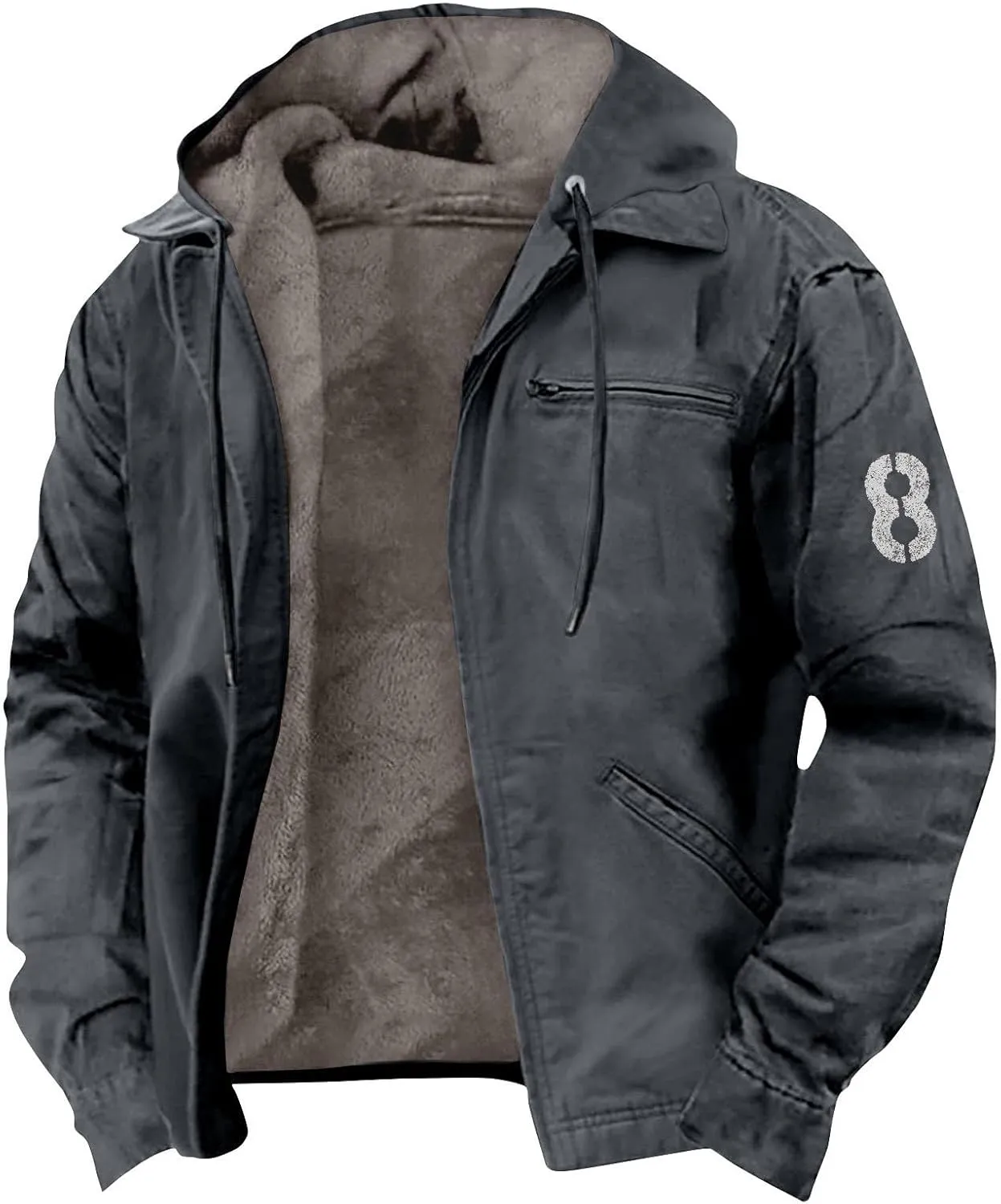 Big And Tall Winter Sherpa Lined Jacket: Jackets For Men Hoodie Mens Heavyweight Fleece Warm Trucker Hoodies Coat