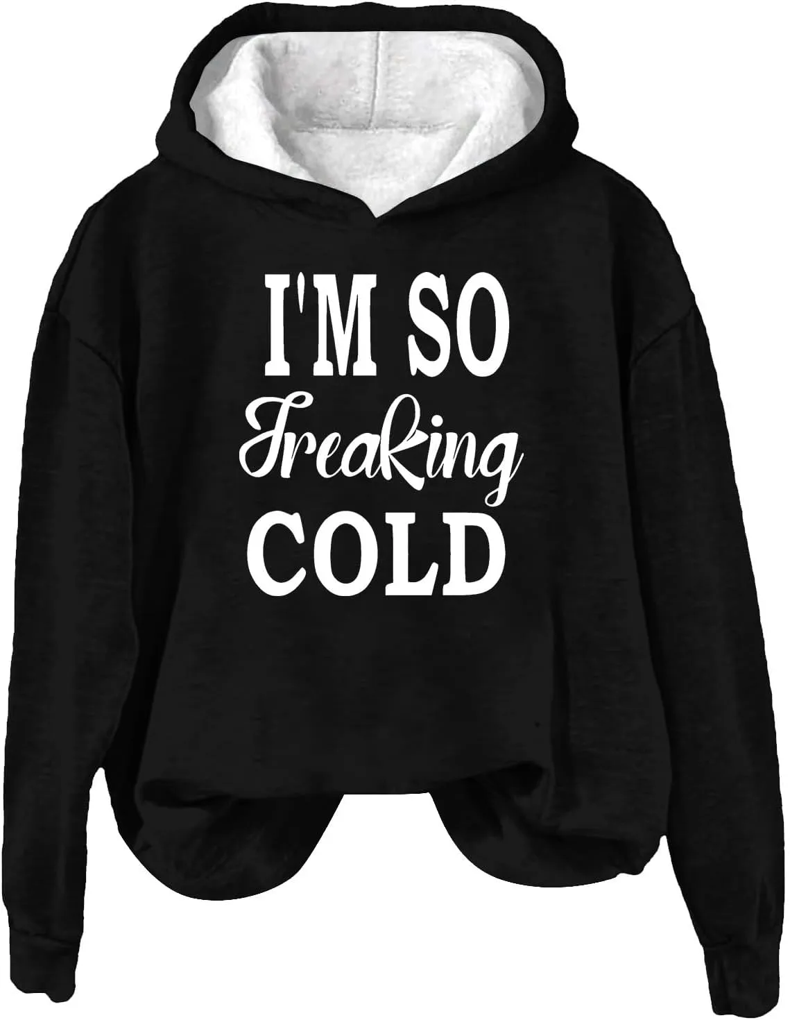 Binmer I'm So Freaking Cold Funny Graphic Sweatshirts Women Oversized Long Sleeve Pullover Tops Casual Y2K Hoodies Shirts