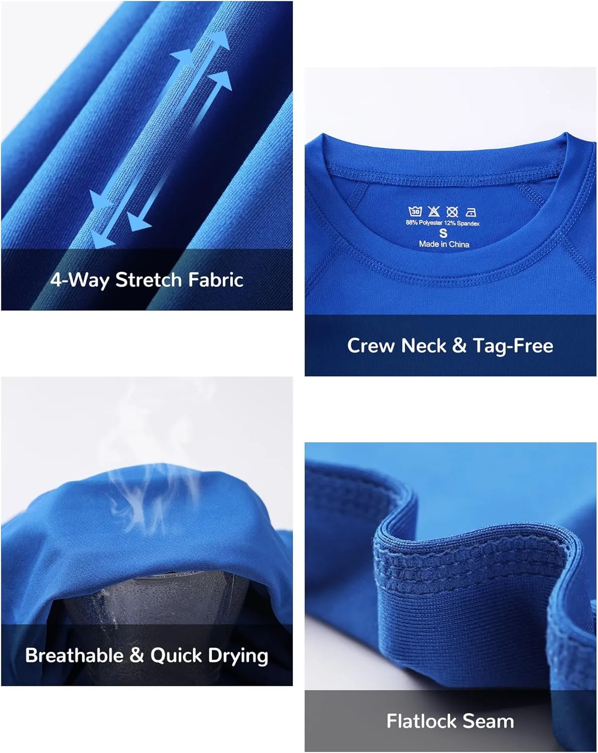 Blueleaf Boys Compression Shirt Short Sleeve Youth Basketball Football Undershirt Kids Quick Dry Athletic Base Layer T-Shirt