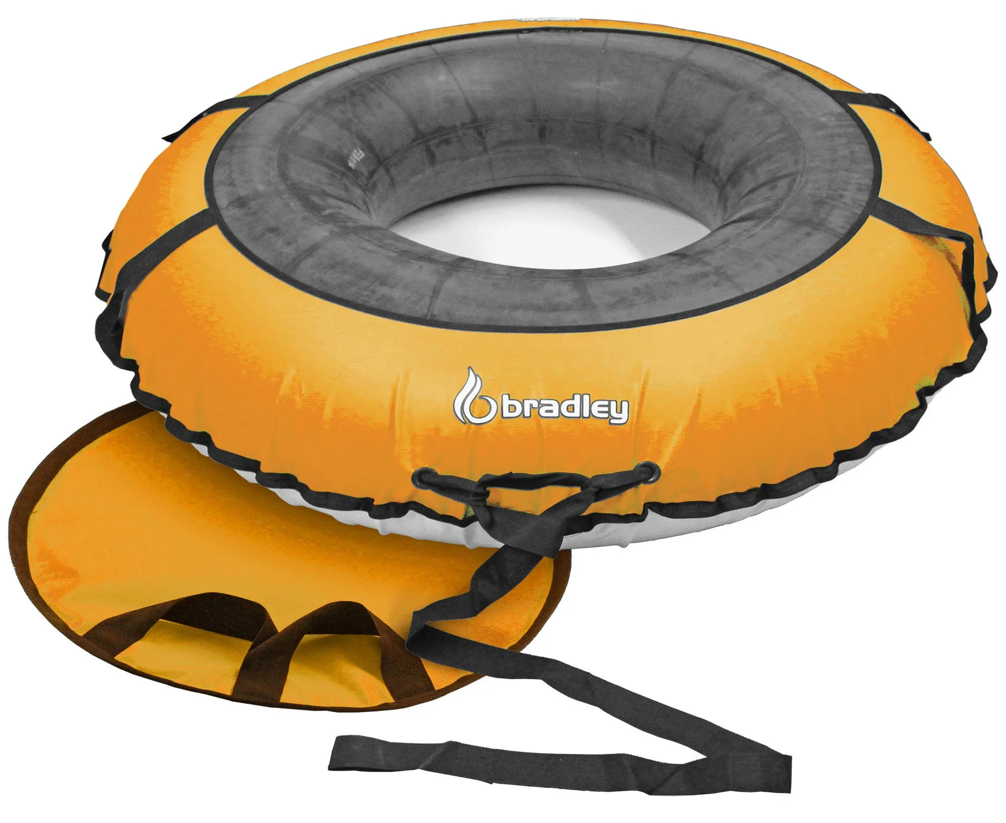 Bradley Colossal 60" Snow Tube with Slick, Heavy-Duty Bottom for Fast Sledding  Large Rubber Truck Tire Tube with Cover, 4 Handles, Patented Tow Strap and made in USA