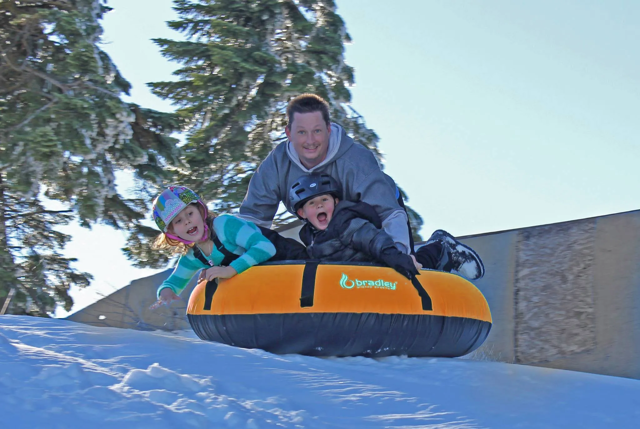 Bradley Colossal 60" Snow Tube with Slick, Heavy-Duty Bottom for Fast Sledding  Large Rubber Truck Tire Tube with Cover, 4 Handles, Patented Tow Strap and made in USA