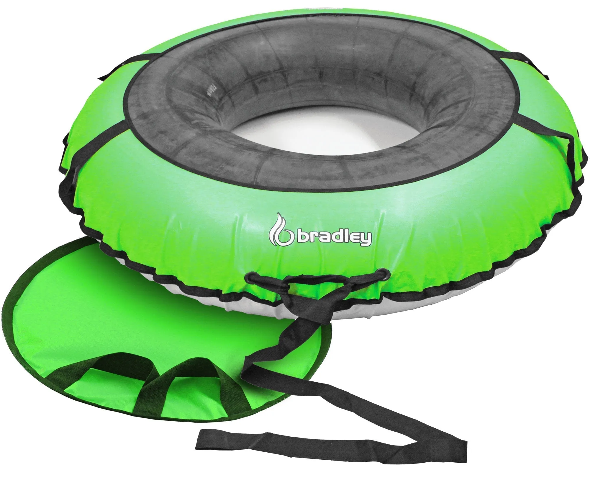 Bradley Colossal 60" Snow Tube with Slick, Heavy-Duty Bottom for Fast Sledding  Large Rubber Truck Tire Tube with Cover, 4 Handles, Patented Tow Strap and made in USA