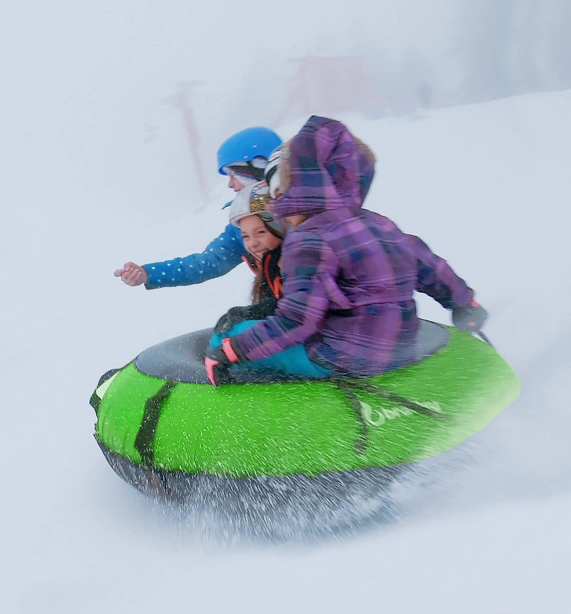 Bradley Colossal 60" Snow Tube with Slick, Heavy-Duty Bottom for Fast Sledding  Large Rubber Truck Tire Tube with Cover, 4 Handles, Patented Tow Strap and made in USA