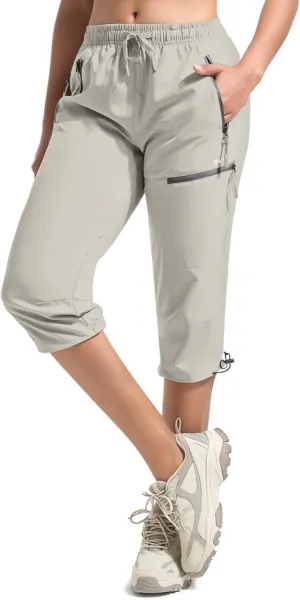 BVVU Women's Cargo Capris Hiking Pants Lightweight Quick Dry Joggers Outdoor Waterproof Workout Pants with Pockets