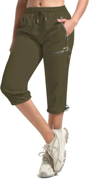 BVVU Women's Cargo Capris Hiking Pants Lightweight Quick Dry Joggers Outdoor Waterproof Workout Pants with Pockets