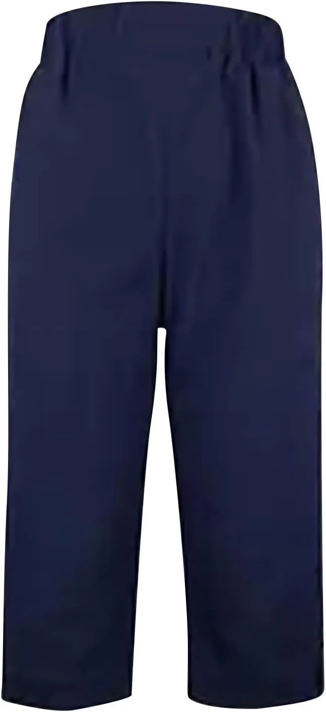 Capri Pants for Women 2025 Summer Trendy Casual Stretch Cotton Linen Capris Pant Straight Wide Leg Cropped Trousers