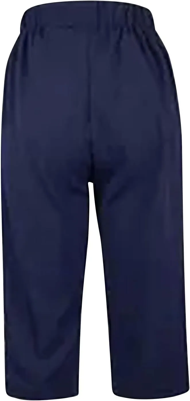Capri Pants for Women 2025 Summer Trendy Casual Stretch Cotton Linen Capris Pant Straight Wide Leg Cropped Trousers