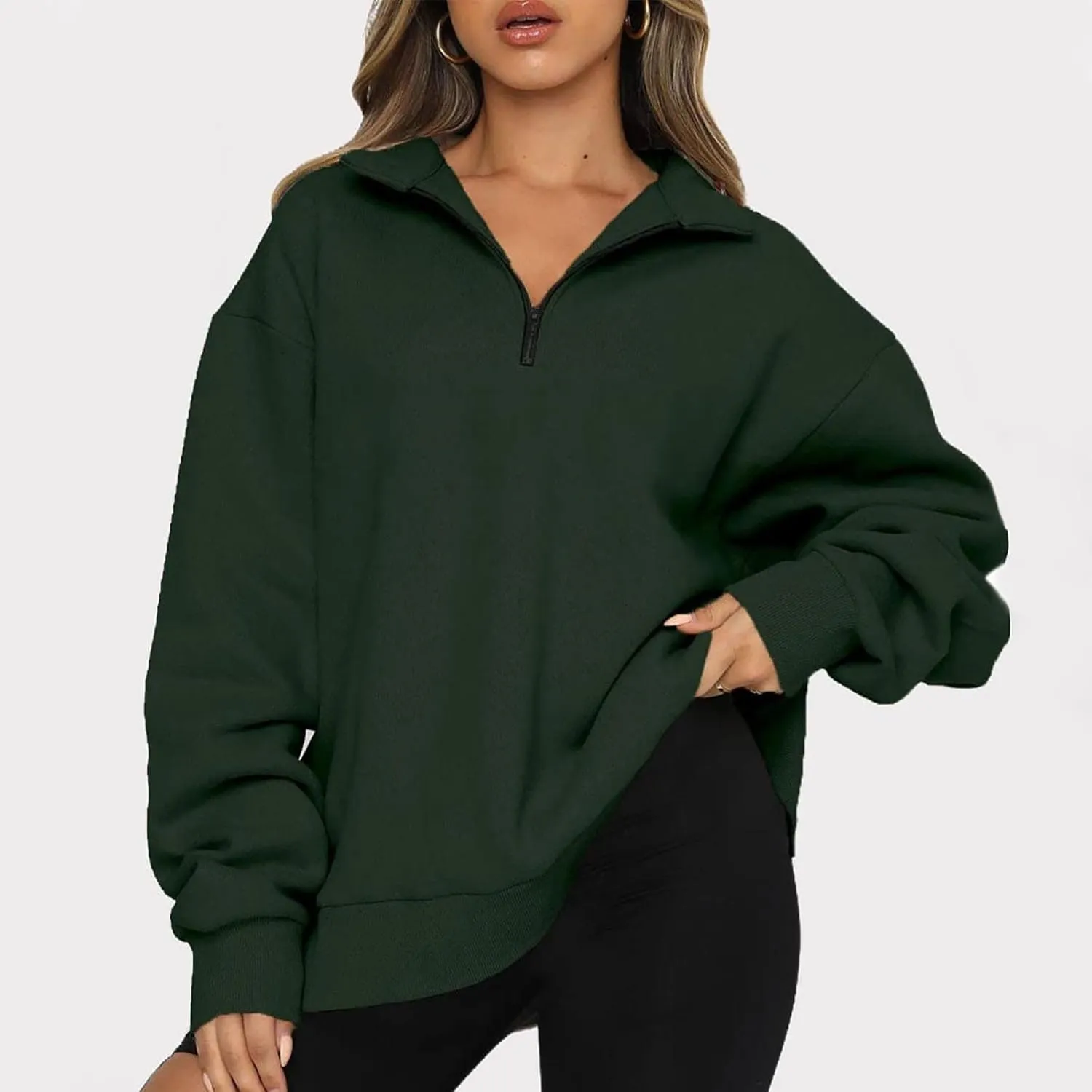Ceboyel Women Half Zip Sweatshirt Oversized Long Sleeve Pullover Tops Trendy Hoodie Sweaters Teen Girls Fall Y2K Clothes 2023