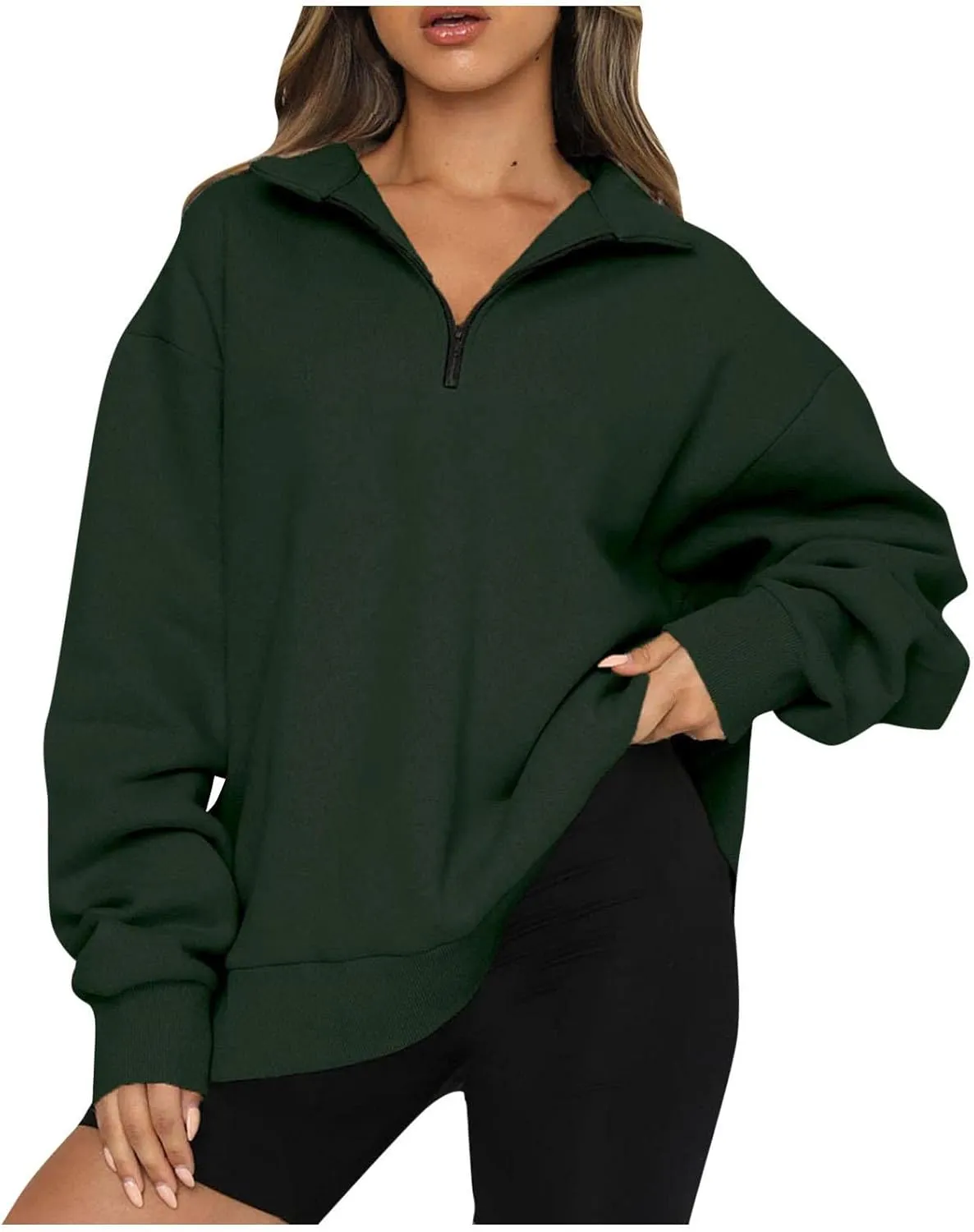 Ceboyel Women Half Zip Sweatshirt Oversized Long Sleeve Pullover Tops Trendy Hoodie Sweaters Teen Girls Fall Y2K Clothes 2023